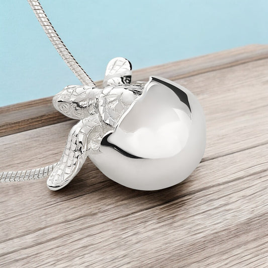 Baby Sea Turtle Necklace Sterling Silver- Hatchling Sea Turtle Necklace, Sea Turtle Pendant, Hatchling Charm, Gift for Turtle Lover - Big Blue