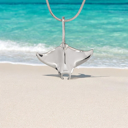 Stingray Necklace Sterling Silver- Manta Ray Necklace for Women | Stingray Jewelry | Scuba Diving Jewelry | Ocean Inspired Fine Jewelry - Big Blue