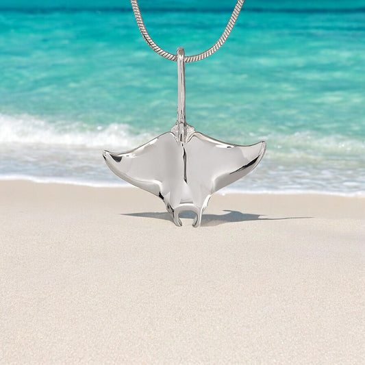 Stingray Necklace Sterling Silver- Manta Ray Necklace for Women | Stingray Jewelry | Scuba Diving Jewelry | Ocean Inspired Fine Jewelry - Big Blue