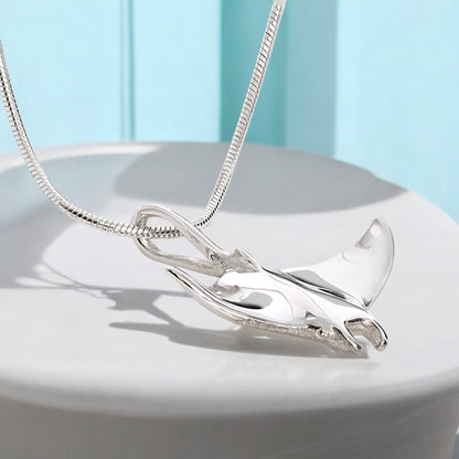 Stingray Necklace Sterling Silver- Manta Ray Necklace for Women | Stingray Jewelry | Scuba Diving Jewelry | Ocean Inspired Fine Jewelry - Big Blue