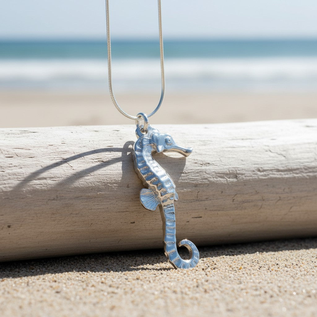 Seahorse Necklace - Sealife Collection - Sterling Silver - Big Blue