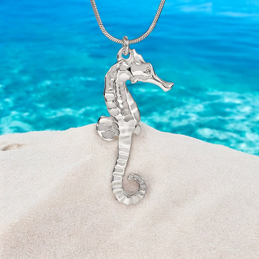 Seahorse Necklaces for Women Sterling Silver- Sea Horse Jewelry for Women, Seahorse Gifts, Seahorse Charm, Seahorse Pendant - Big Blue