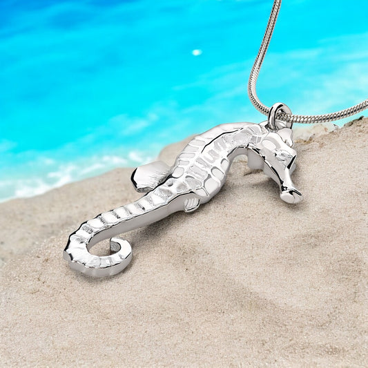 Seahorse Necklaces for Women Sterling Silver- Sea Horse Jewelry for Women, Seahorse Gifts, Seahorse Charm, Seahorse Pendant - Big Blue