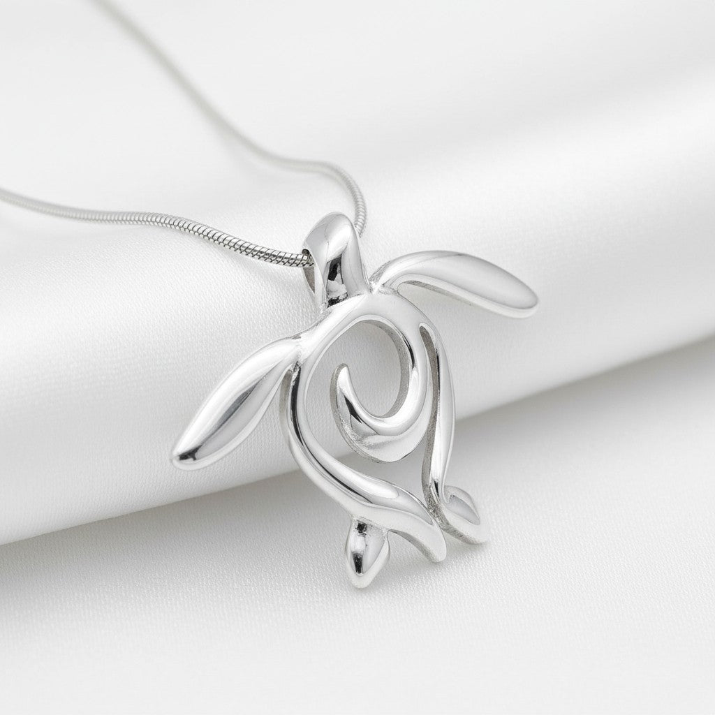 Sea Turtle Necklace – Ocean Traveler "Honu" Collection - Sterling Silver - Big Blue