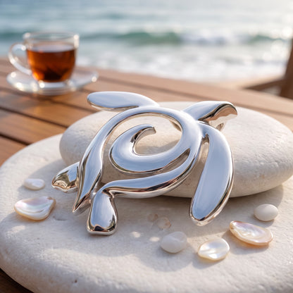 Sea Turtle Necklace – Ocean Traveler "Honu" Collection - Sterling Silver - Big Blue