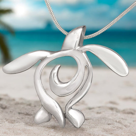 Sea Turtle Necklaces Sterling Silver- Turtle Gifts for Women, Honu Turtle Necklaces, Gifts for Turtle Lovers, Turtle Charms, Sea Life Jewelry - Big Blue
