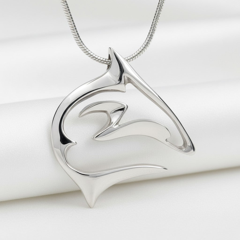 Reef Shark Necklace - "Frenzy" Sterling Silver - Big Blue