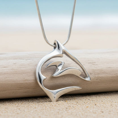 Reef Shark Necklace - "Frenzy" Sterling Silver - Big Blue