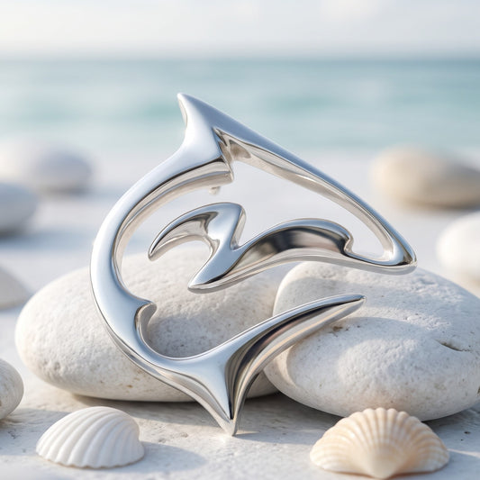 Reef Shark Necklace - "Frenzy" Sterling Silver - Big Blue