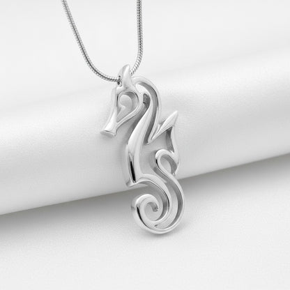 Seahorse Necklace - "Polo" - Sterling Silver - Big Blue