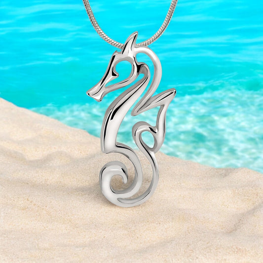 Seahorse Necklaces for Women Sterling Silver- Sea Horse Jewelry, Gifts for Seahorse Lovers - Big Blue