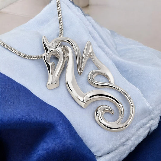 Seahorse Necklaces for Women Sterling Silver- Sea Horse Jewelry, Gifts for Seahorse Lovers - Big Blue