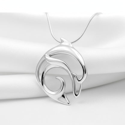 Dolphin Pendant Necklace – “Flipper” – Sterling Silver - Big Blue