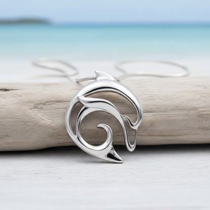 Dolphin Pendant Necklace – “Flipper” – Sterling Silver - Big Blue