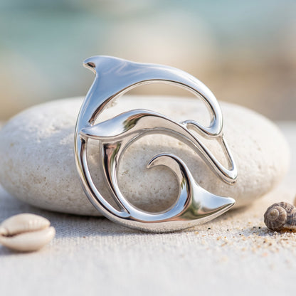 Dolphin Pendant Necklace – “Flipper” – Sterling Silver - Big Blue