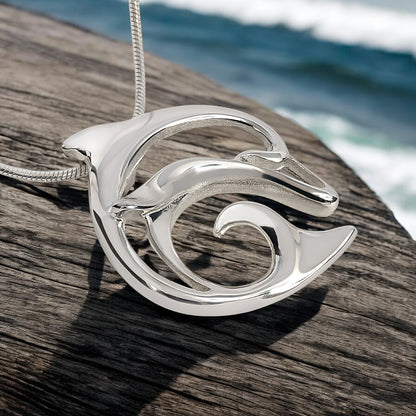 Dolphin Pendant Necklace Sterling Silver- Ocean Theme Jewelry, Gifts for Dolphin Lovers, Sea Life Jewelry, Gifts For Divers - Big Blue