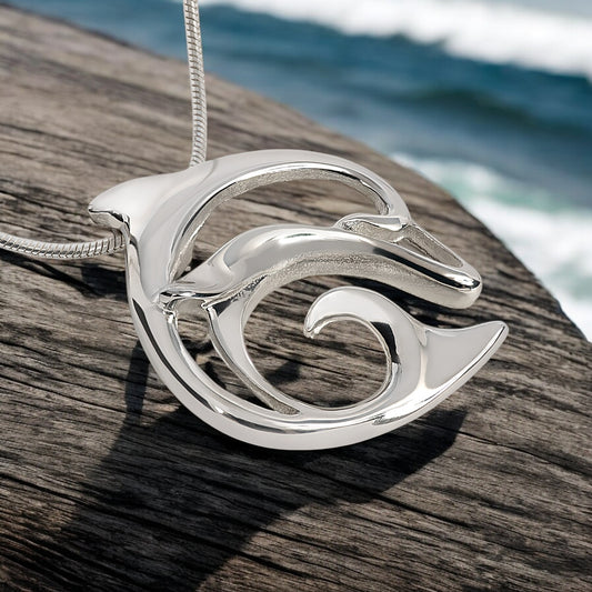 Dolphin Pendant Necklace Sterling Silver- Ocean Theme Jewelry, Gifts for Dolphin Lovers, Sea Life Jewelry, Gifts For Divers - Big Blue