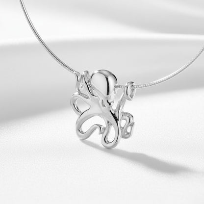 Octopus Pendant Necklace – "Leggs" - Sterling Silver on Omega Chain