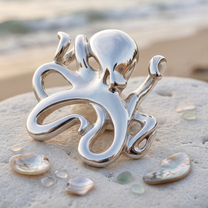 Octopus Pendant Necklace – "Leggs" - Sterling Silver on Omega Chain - Big Blue