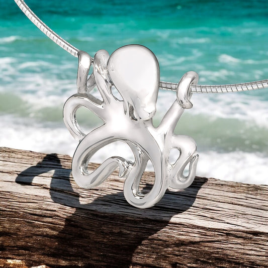 Octopus Necklaces for Women Sterling Silver- Octopus Jewelry, Octopus Pendant, Sea Life Jewelry, Octopus Gifts - Big Blue