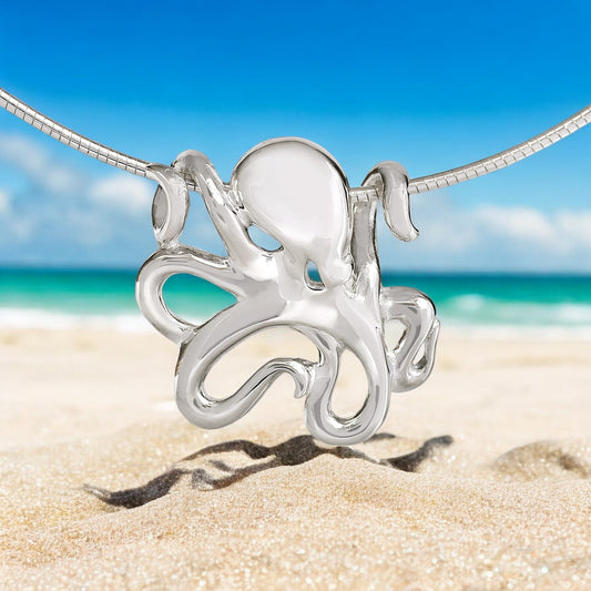 Octopus Necklaces for Women Sterling Silver- Octopus Jewelry, Octopus Pendant, Sea Life Jewelry, Octopus Gifts - Big Blue