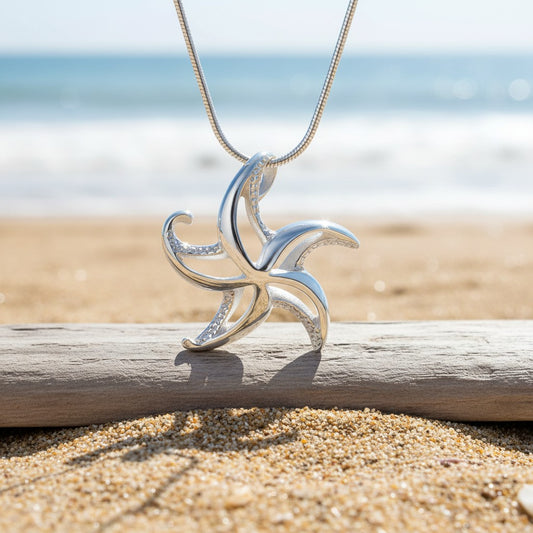 Starfish Necklace – "Starry" – Sterling Silver - Big Blue