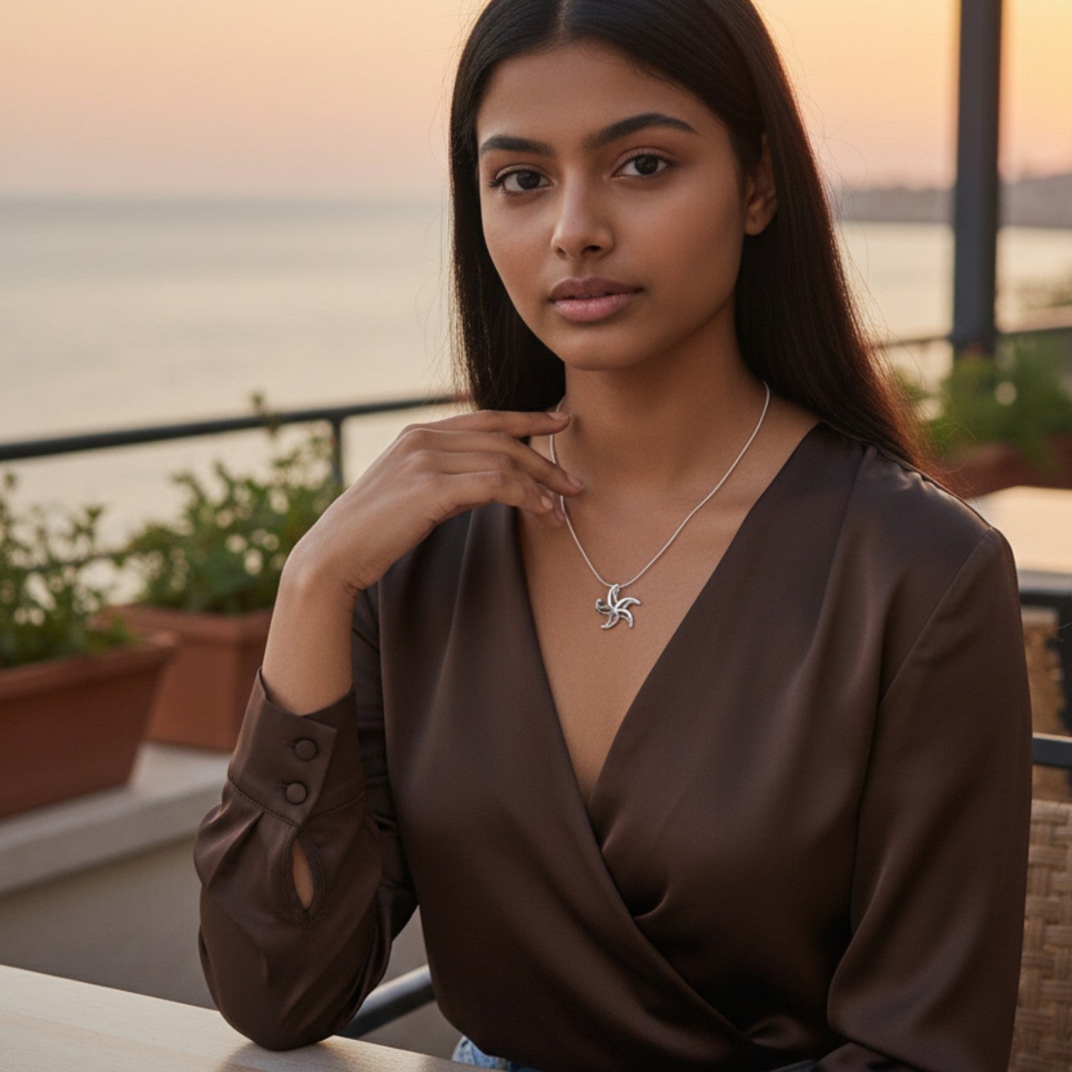 Starfish Necklace – "Starry" – Sterling Silver - Big Blue