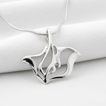 Stingray Necklace - "Ray" -  Sterling Silver - Big Blue