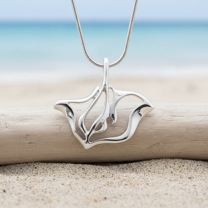 Stingray Necklace - "Ray" -  Sterling Silver - Big Blue