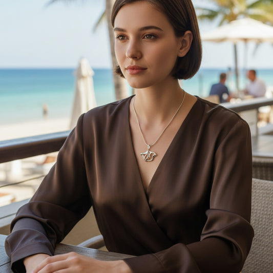 Stingray Necklace - "Ray" -  Sterling Silver - Big Blue