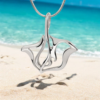 Stingray Necklace Sterling Silver- Manta Ray Necklace for Women, Stingray Jewelry, Scuba Diving Jewelry, Ocean Fine Jewelry - Big Blue
