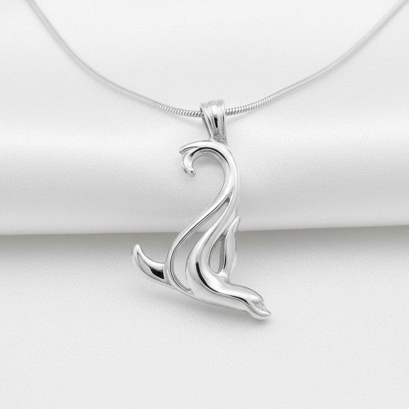 Sea Lion Necklace – "Salty" - Sterling Silver on Snake Chain - Big Blue