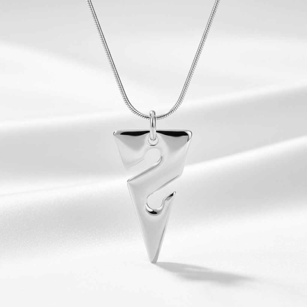 Line Arrow Necklace – Cave Diving Collection - Sterling Silver on Snake Chain - Big Blue