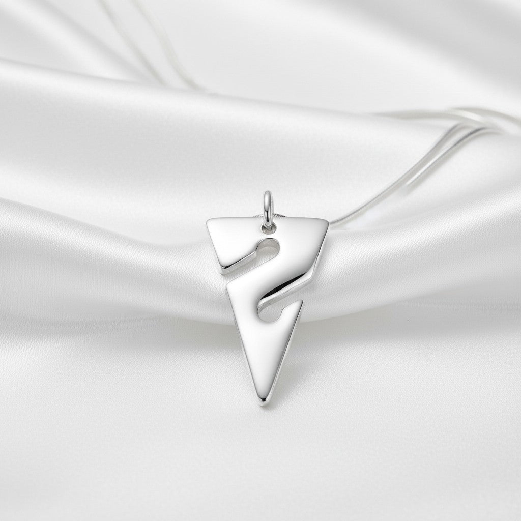 Line Arrow Necklace – Cave Diving Collection - Sterling Silver on Snake Chain - Big Blue