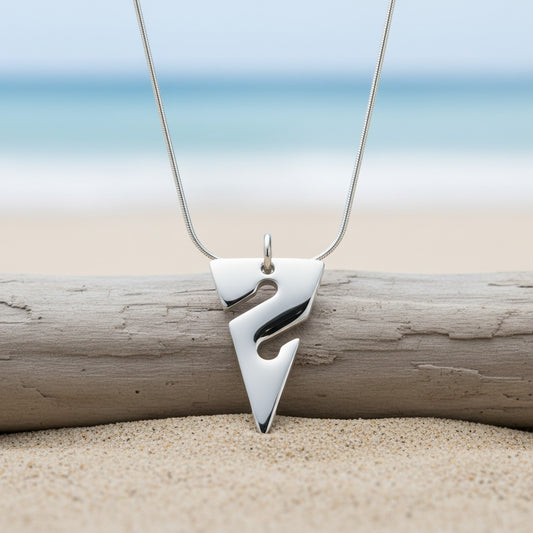 Line Arrow Necklace – Cave Diving Collection - Sterling Silver on Snake Chain - Big Blue