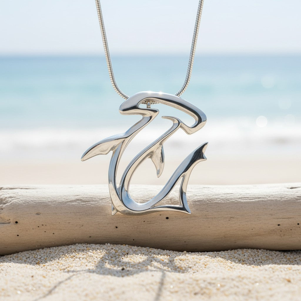 Hammerhead Shark Necklace - "The Hammer" - Sterling Silver - Big Blue
