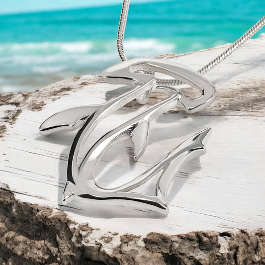 Hammerhead Shark Necklace -Sterling Silver Shark Pendant, Shark Jewelry for Women, Gifts for Shark Lovers - Big Blue