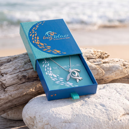 Pendant and Necklace – Ocean Wave Heart Collection - Sterling Silver on Snake Chain