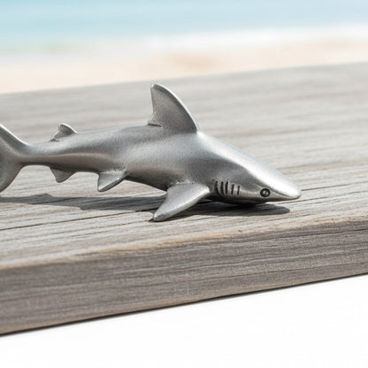 Grey Reef Shark Necklace - Sealife Collection - Pewter with Beads on Cord - Big Blue