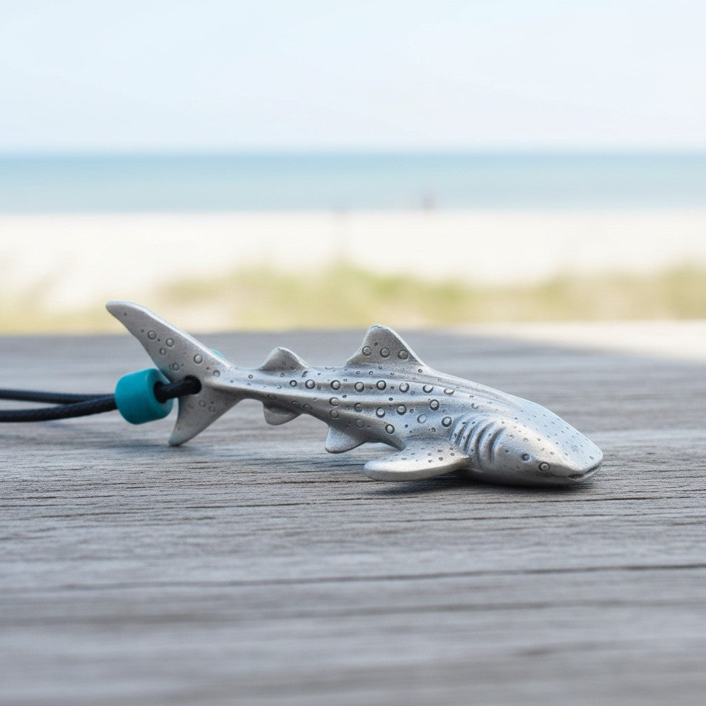 Whale Shark Necklace – Realistic Sealife Collection - Pewter with Ceramic Beads - Big Blue