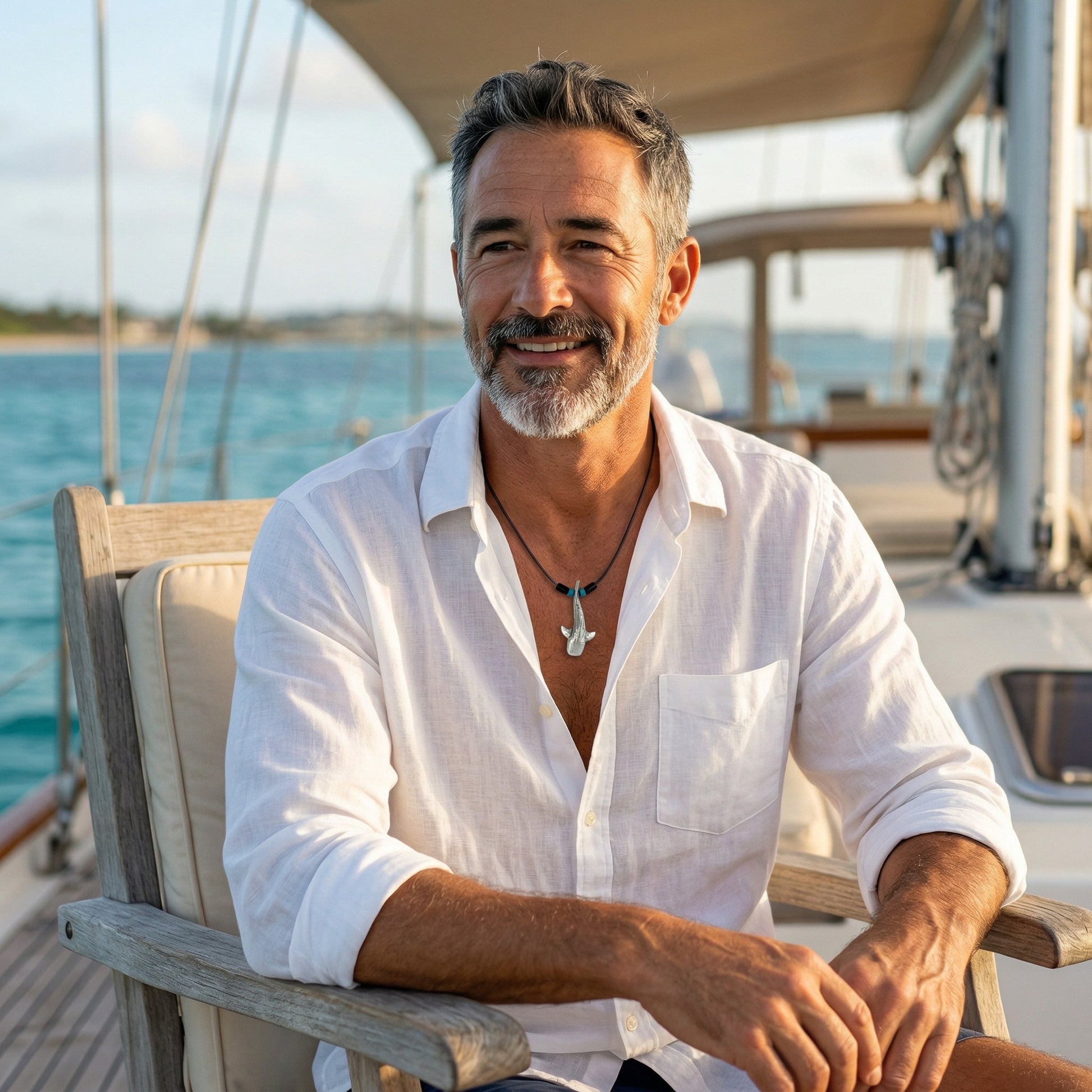 Whale Shark Necklace – Realistic Sealife Collection - Pewter with Ceramic Beads - Big Blue