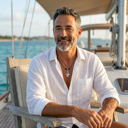 Whale Shark Necklace – Realistic Sealife Collection - Pewter with Ceramic Beads - Big Blue