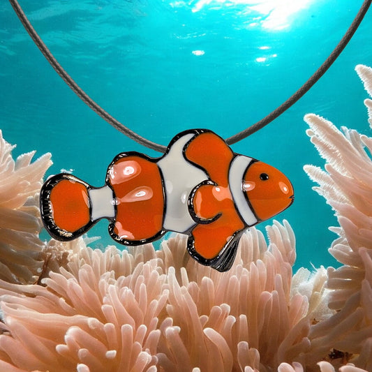 Clown Fish Necklace for Women and Teens- Tropical Necklaces for Women, Clown Fish Pendant Clown Fish Charm, Themed Necklaces for Women and Teens - Big Blue
