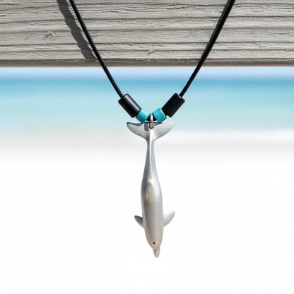 Dolphin Necklace with Beads – Sealife Collection – Pewter - Big Blue