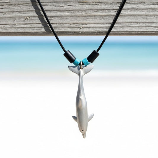 Dolphin Necklace with Beads – Sealife Collection – Pewter - Big Blue