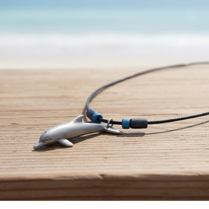 Dolphin Necklace with Beads – Sealife Collection – Pewter - Big Blue