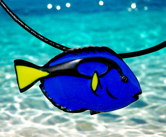 Blue Tang Fish Necklace for Women- Blue Tang Pendant, Blue Tang Charm, Beachy Jewelry, Sea Life Pendant, Tropical Fish Necklace, Gift for Scuba Divers - Big Blue