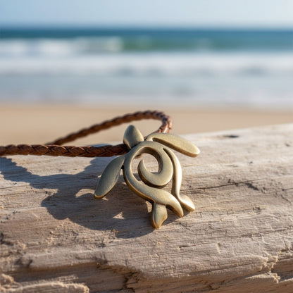 Sea Turtle "Honu" Necklace – Ocean Traveler Collection - Bronze on Cotton Cord