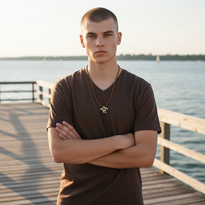 Sea Turtle "Honu" Necklace – Ocean Traveler Collection - Bronze on Cotton Cord