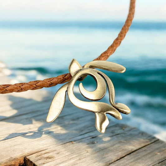Sea Turtle Necklace Antique Bronze Pendant- Sea Turtle Gift for Women, Honu Turtle Necklace, Ocean Gifts for Turtle Lovers, Sea Life Jewelry - Big Blue
